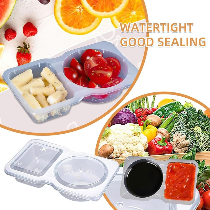 Pack of 20 Reusable Snack Pack Containers, Double Compartment Snack