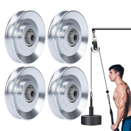 Nisorpa 4pcs Universal 88mm Aluminium Alloy Bearing Pulley Wheel Cable for Cable Machine Gym Equipment Part
