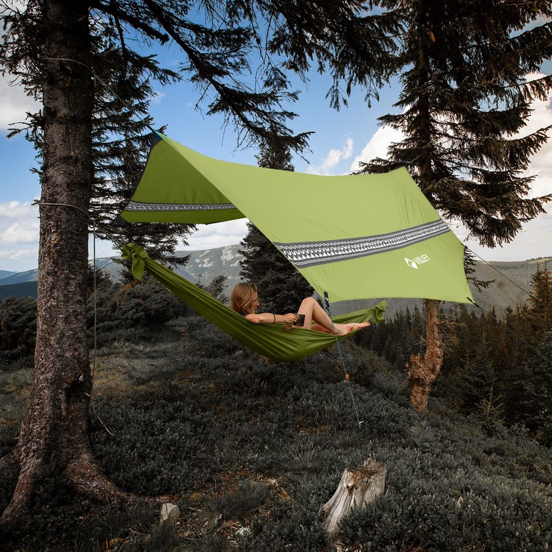 VILLEY Hammock Tent Rain Fly, Octagonal Waterproof Camping Tarp, Sun