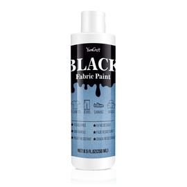 Fabric Paint Black, 8.5oz Fabric Paint for Clothes Permanent, Fabricoat Textile Paint Non-Toxic, Clothing Medium Dye Soft Rich for Fabric Diy Crafts, T-Shirts, Shoes, Jeans, Canvas, Leather