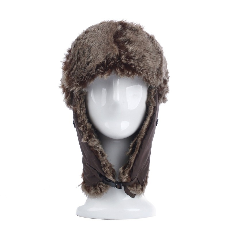 Winter Warm Faux Fur Trapper Ski Snowboard Hunter Hat, Brown