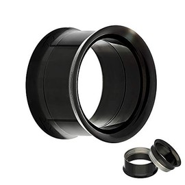 Treuheld® Double Flared Flesh Tunnel | Steel | Black | Thread, Stainless Steel