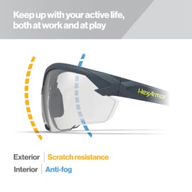 HexArmor NX1 Safety Glasses, Grey 14% Lens, Anti Fog and Scratch Resistant Safety Glasses