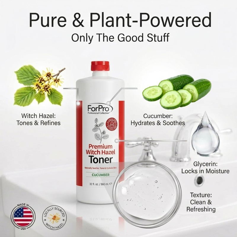 ForPro Witch Hazel Facial Toner Cucumber Scent 32 Fl Oz