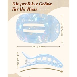 Kajeer Pack of 3 Flat Hair Clips for Women - Hair Clip Flat Lay On,10 cm Large Lightweight Elegant Hair Clips for Thin Hair, Driving (Light Purple + Light Orange + Light Blue)