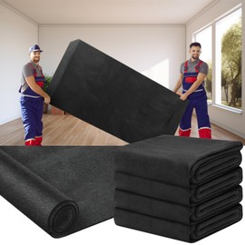 Fanfanwin 4 Pcs 80" X 72" Extra Large Moving Blankets Heavy Duty Packing Blankets Textile Shipping Furniture Pads Furniture Covers Essentials for Protecting Wrapping Moving Supplies, Black