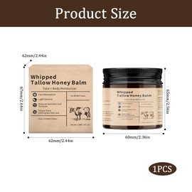 Beef Tallow Moisturiser,Fast Absorbing Tallow And Honey Balm, Deeply Moisturize The Skin,Natural Tallow And Honey Balm,For Night Moisturizing Dry And Sensitive Skin(120ml