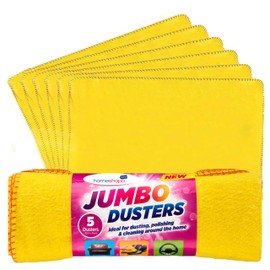HOMESHOPA Yellow Dusters Cleaning Cloth, Jumbo Cotton Multi Purpose Absorbant Kitchen Towel Cloth for Polishing, Dusting, Household Furniture Window Car Cleaning, Washable Reusable, 35 x 45cm (5)
