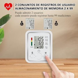 Baumanómetro digital de brazo，Monitor de presión arterial con diagnóstico fonético español y Bolsa de Almacenamiento,Fácil de transportar y almacenar, Muy adecuado para personas mayores