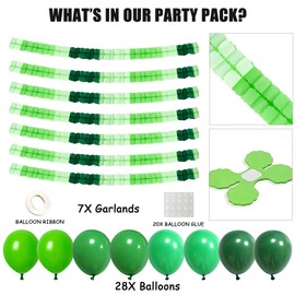 Party Garland Paper Decoration - Pack of 35 Decoration Blue Balloons and Tissue Paper Party Garland, Latex Balloons Hanging Garland for Birthday Wedding Carnival (Green)