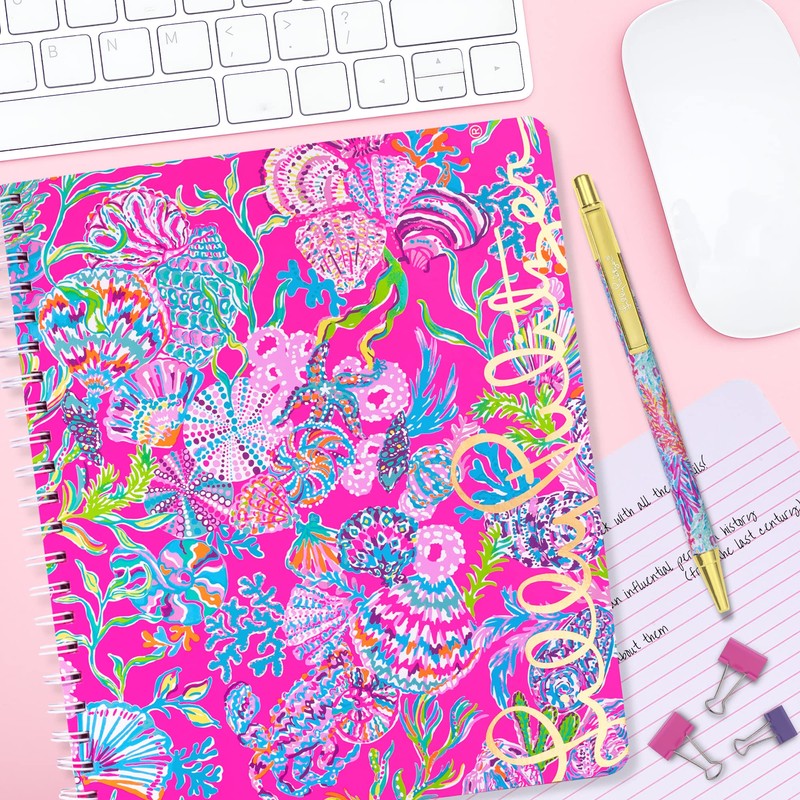 Lilly Pulitzer Large Pink Hardcover Spiral Notebook, 11" x 9.5"