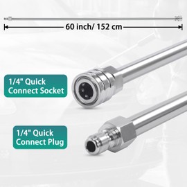 PWACCS 120 Inch Pressure Washer Wand – Power Washer Extension Wand Replacement – Universal Spray Lance for Pressure Washers – 1/4" Quick Connect Fittings – Stainless Steel – 2 Pack – 60 Inch Each
