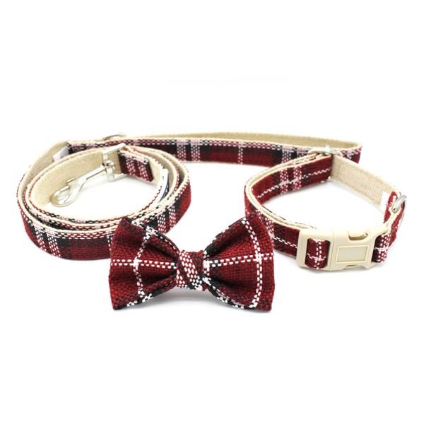 Paulde Dog Collar & Lead Set with Bow Tie, Stylish