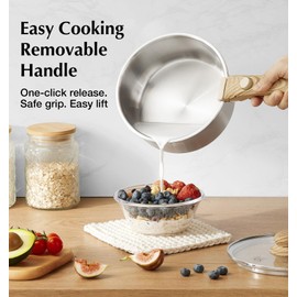 KOCH SYSTEME CS Stainless Steel Saucepan Set 1.5QT & 2QT & 3QT, Stainless Steel Pot with Removable Handle, 6pcs Sauce Pan Set with Tri-Ply Steel Base, Induction Compatible Pots, Dishwasher & Oven Safe