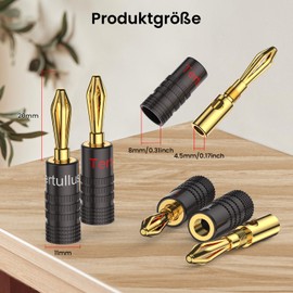 Tertullus 8PCS 24K Gold Plated Speaker Banana Plugs Adapter,Closed Screw Speaker Connectors Plugs for Speaker Wire, Wall Plate, Home Theater, Audio/Video Receiver, Amplifiers and Sound Systems