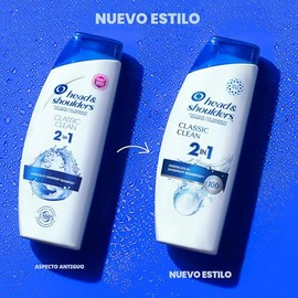 Head & Shoulders Champú y acondicionador anticaspa, Classic Clean 2 en 1, 1% piritiona de zinc, control de escamas, limpieza profunda, cuidado del cue