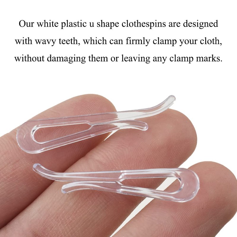 HAHIYO 1.5inch/38mm 200Pcs Clear Plastic U Shape Alligator Clip, Clothespin