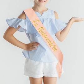 LHPYQ La Quinceañera Satin Sash, 15th Birthday Sash, 15 Years Old Gifts Party Supplies,,Happy15th Birthday Party Decoration (Pink)