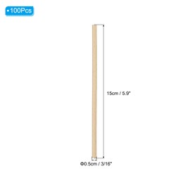 PATIKIL 3/16 x 6 Inch Dowel Rods Wood Sticks, 100 Pcs Unfinished Wooden Dowel Rods Round Dowels Hardwood Sticks for DIY Crafts and Home Decor