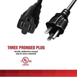 iWork 6ft Black Extension Cord, 16/3 SJTW Heavy-Duty, 3-Prong Grounded Plug, Weather-Resistant Power Strip Cable, UL Listed, 13 Amp/1625 Watt Capacity, 6-Foot Extension Cords for Indoor & Outdoor Use