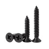 FandWay Phillips Flat Head Self-Tapping Screws, Black Carbon Steel Countersunk