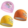 Kid Swimming Cap 3 pcs，Cute Children Cartoon Swimming Hat Caps,
