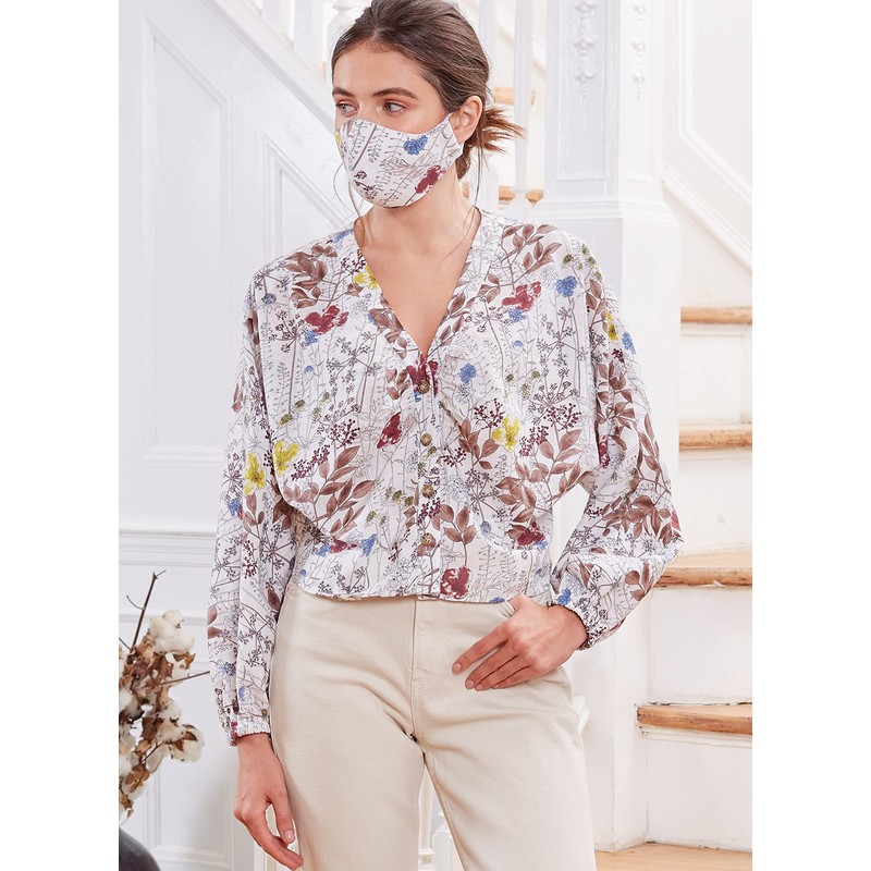 McCall's Misses' V-Neck Blouse and Mask Sewing Pattern Kit, Code
