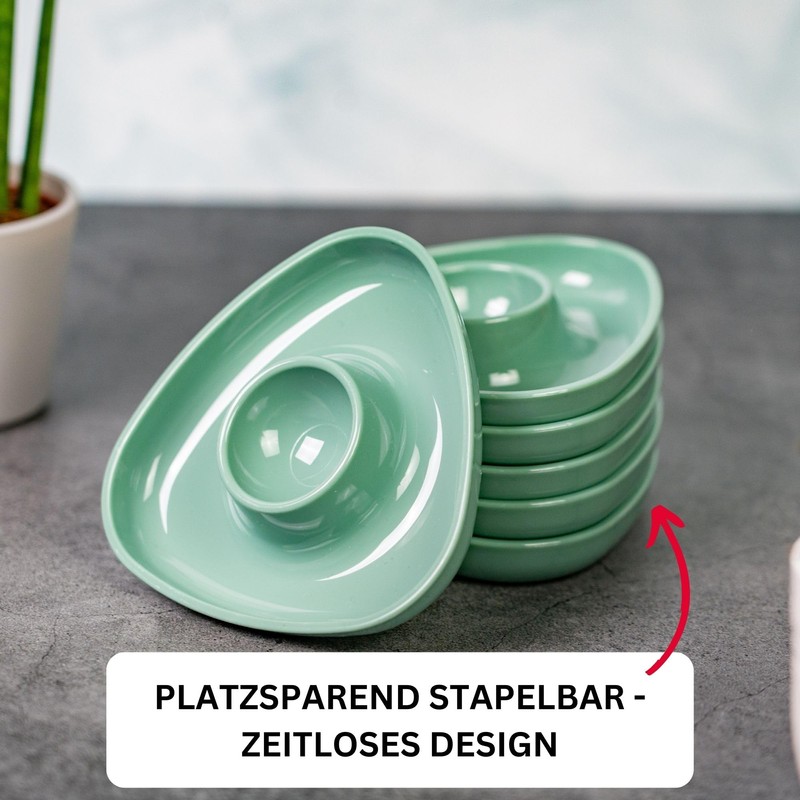 Westmark 6 egg cups, triangular, stackable, high-quality plastic, tri, green,