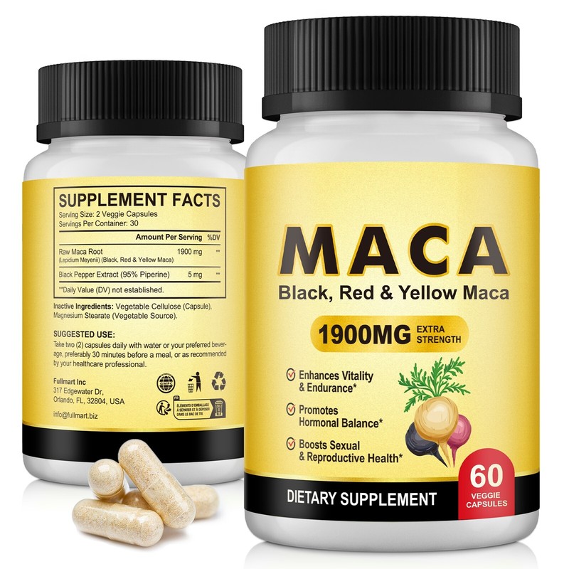 Organic Maca Root Black, Red, Yellow 1900 MG per Serving