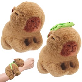 Yesmoyhe Capybara Slap Bracelet, 2 Pieces Plush Capybara Slap Bracelet, Capybara Plush Slap Bands, Capybara Stuffed Toy Bracelets, Capybara Animal Slap Bracelets, Capybara Snap Bracelet, for Children