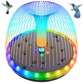 SZMP Solar Fountain, 4W Solar Powered Bird Bath Fountains with 4000 Battery, Color LED Lights, Outdoor Water Feature Fountain Pump with 7 Nozzle and 4 Fixers for Garden, Patio, Pond, and Pool