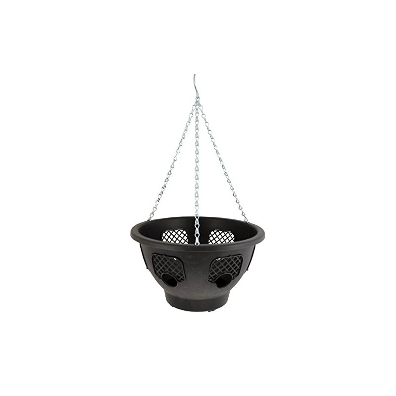 Green Jem 12-Inch Plastic Hanging Basket - Black