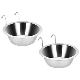 Fri4Free 2PCS Kennel Water Bowl Hanging, Stainless Steel Puppy Bowls for Small Dog Cage, Kennel, Crate, Catio Accessories, Dog Crate Water Bowl Dish Feeder Food Holder No Spill (20oz/2.5cups)