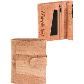 Simaru Ladies Cork Wallet - Vegan Wallet with Engraving Personalisation, Space for 10 Cards, Notes and Coins - Sustainable Alternative to Leather, With / without engraving, Classic