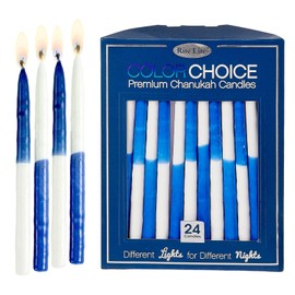 Dripless Hanukkah Candles Rite Lite | Blue & White Chanukah Bulk Colorchoice 24 Pack | Mix & Match! Standard Size Menorah Premium Quality Wax Jewish Holiday Party Gifts Decorations