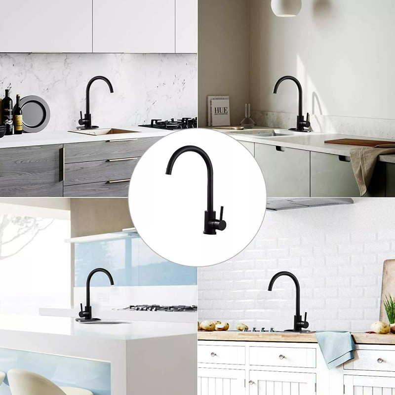 Etechydra One Handle Matte Black Stainless Steel High Arc Kitchen