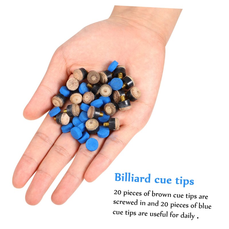 CORHAD Leather Pool Tips 40 Pcs Billiard Tips for Pool
