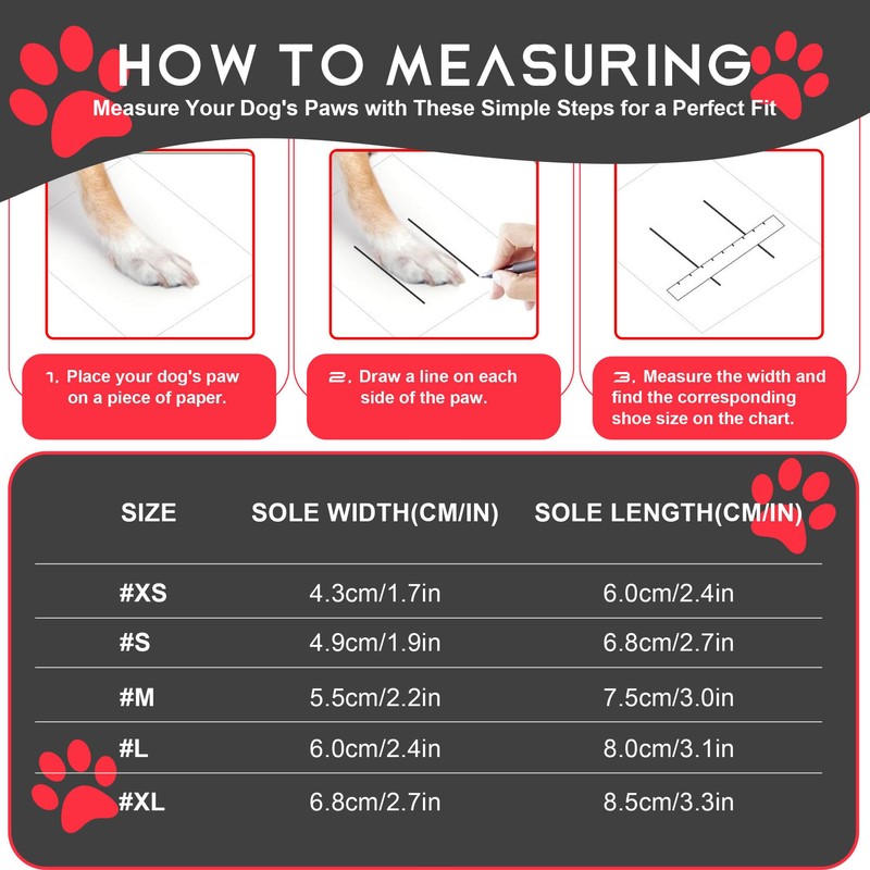 Waterproof Dog Shoes, Paw Protection, Outdoor, Pack of 4, Non-Slip