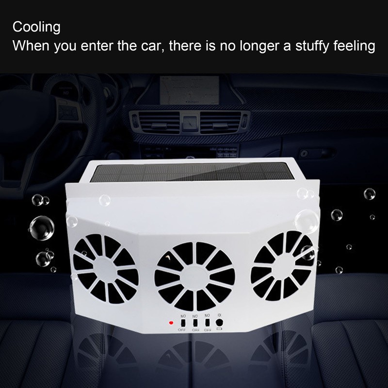 Car Exhaust Fan Solar Powered 3 Fans Ventilation Cooling Odor