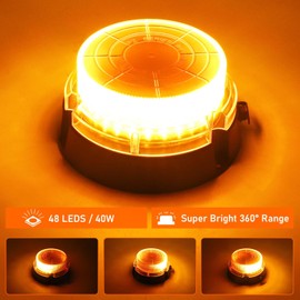 2 in 1 Wireless Led Beacon Lights,Rechargeable Strobe Warning Light, 48 LED Rooftop Safety Flashing Emergency Lights with Magnetic for Cars Trucks Vehicle