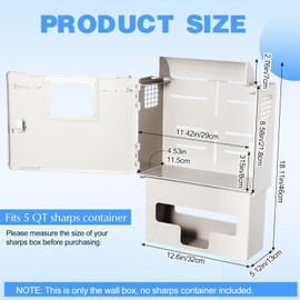 Geiserailie Wall Mount Locking Cabinet with Glove Box for 5 Qt Sharps Container, Sharps Box Not Included