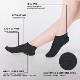 srclo 3 Pairs Non Slip Grip Yoga Socks For Women&Men, Anti-slip Pilates Socks Size 4-8 9-12,Fall Prevention Ankle Socks for Running, Ballet, Dance, Hospital,Home Workout,Yoga,Fitness