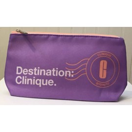 Clinique Destination: Clinique PURPLE with PEACH Zipper Cosmetic Makeup Bag Travel Case
