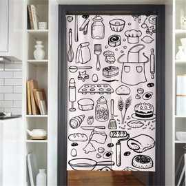 MYRU Japanese Curtain Noren Japanese Curtain for Restaurant Closet Door Entrance Feng Shui Doorway Curtain (White Food,33.5 Inches x 59 Inches)