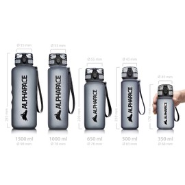 Alphapace leakproof Water Bottle, 1.500 Litre, BPA-Free Water Bottle for Sports, Cycling & Outdoor Activities, with Fruit Infuser.
