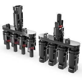 deleyCON PV4 Solar 4-Way Y Plug Pair 1500 V Male/Female T Type IP67 Waterproof (Solar Photovoltaic Connector) Distributor, Splitter, PV Coupling, Solar Plug, Solar Panel