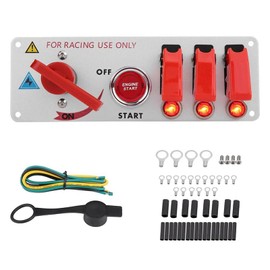 Panel de interruptor de encendido de 12 V, panel de interruptor de encendido de coche de carreras 5 en 1, botón de arranque del motor, panel de interruptor de palanca LED para RV Racing Sport