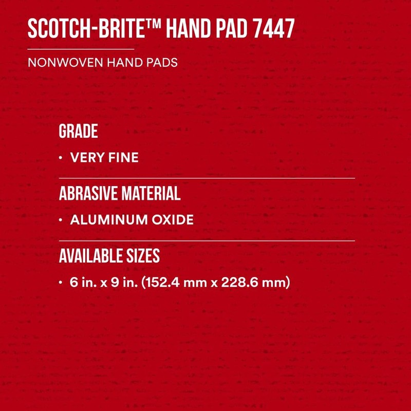 3M Scotch-Brite General Purpose 7447 Hand Pad, Very Fine Grade,