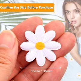20pcs Daisy Flower Applique Iron on Patches 3.5cm Delicate Embroidered Applique for Decorating Apparel T-Shirt Backpack Hoodies Shoes Bags