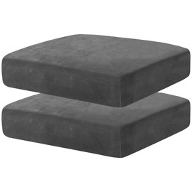 CHELZEN Velvet Sofa Seat Cushion Cover, Stretch Sofa Cushion Slipcovers, Couch Cushion Covers, Replacement for Individual Cushion Furniture Protector (1 Seater*2, Gray)